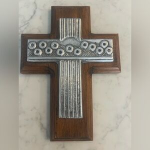 Pewter on Wood Cross 3D wall hanging crucifix MSRP $99